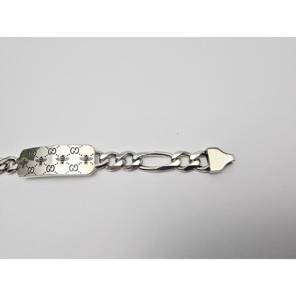 Gucci Sterling Silver 925 Signature Bee Motif and GG Link ID Bracelet Size 6.75" - Picture 9 of 16